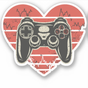 Pegatina Juegos de video de Heartbeat Gamer Vacaciones Día 