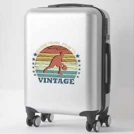 Pegatina jugador de baloncesto estilo de puesta de sol retr