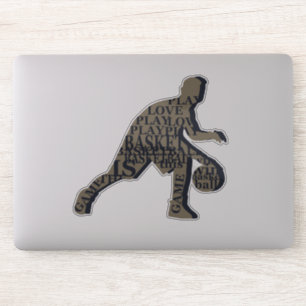 Pegatina Jugador de baloncesto goteando con texto de cuerpo