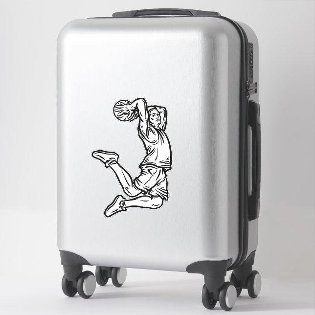 Pegatina Jugador de Baloncesto Haciendo Mate Diseño Oscuro (Maleta)
