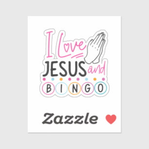 Pegatina Jugador de Bingo Jesús Fe Cristiano Amo A Jesús Y