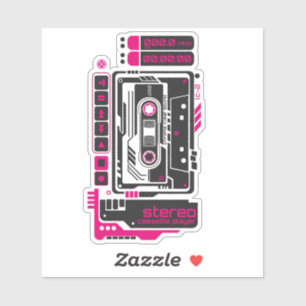 Pegatina Jugador de cassette de futuro retro