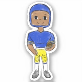 Pegatina jugador de fútbol retro vintage azul amarillo simp