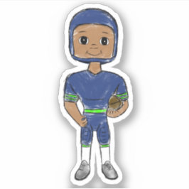 Pegatina jugador de fútbol retro vintage azul verde simple