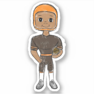 Pegatina jugador de fútbol retro vintage naranja marrón sim