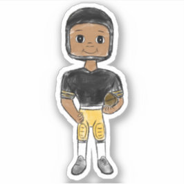 Pegatina jugador de fútbol retro vintage negro amarillo sim