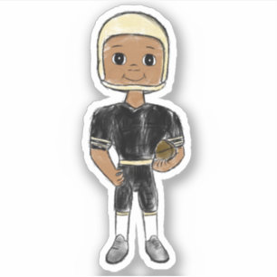 Pegatina jugador de fútbol retro vintage palo simple negro