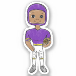 Pegatina jugador de fútbol retro vintage púrpura amarillo s