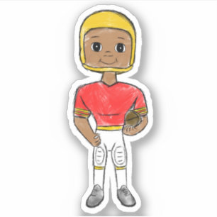 Pegatina jugador de fútbol retro vintage rojo amarillo simp