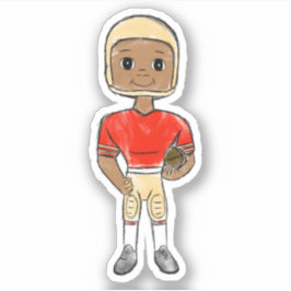 Pegatina jugador de fútbol retro vintage rojo dorado simple