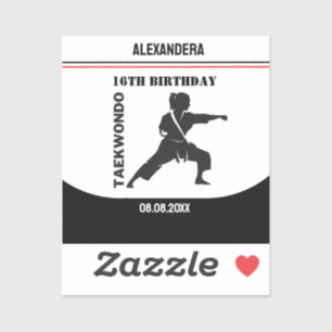 Pegatina Jugador de Taekwondo, Regalo de cumpleaños, Karate