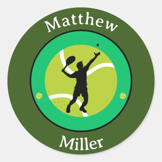 Pegatina - Jugador de tenis - Personalizado - Añad (Anverso)