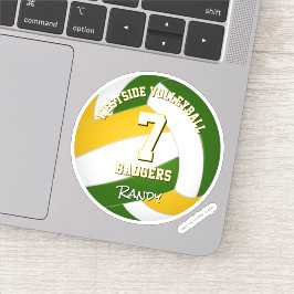 Pegatina jugador de voleibol en equipo de oro verde