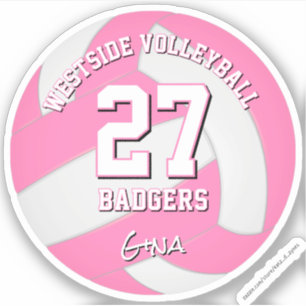 Pegatina jugador de voleibol en equipo deportivo rosa