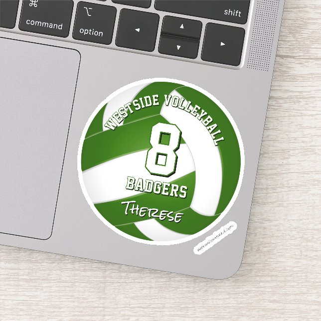 Pegatina jugador de voleibol en equipo verde (Detalle)