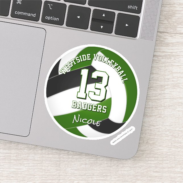 Pegatina jugador de voleibol negro verde (Detalle)