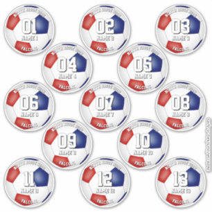 Pegatina jugadores de fútbol colores del equipo rojo azul c