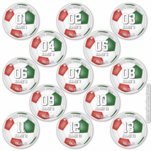 Pegatina jugadores de fútbol colores del equipo rojo verde 