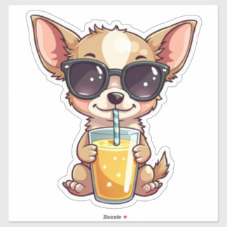 Pegatina Jugo de bebida Kawaii Pup