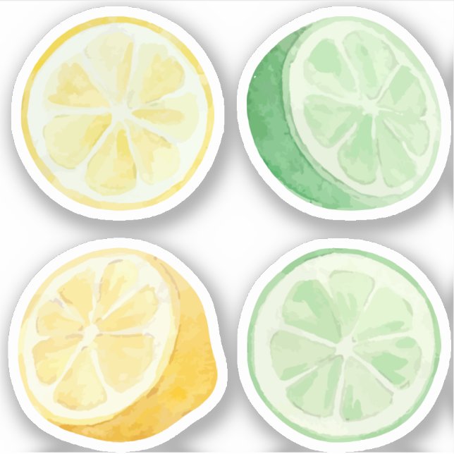 Pegatina Jugo de limón y lima limonada set acuarela (Anverso)