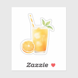 Pegatina Jugo de Naranja Acuarela