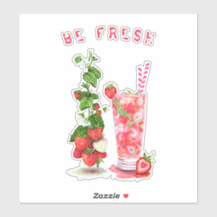 Pegatina Jugo fresco de fresa Bebida refrescante - Frutas d