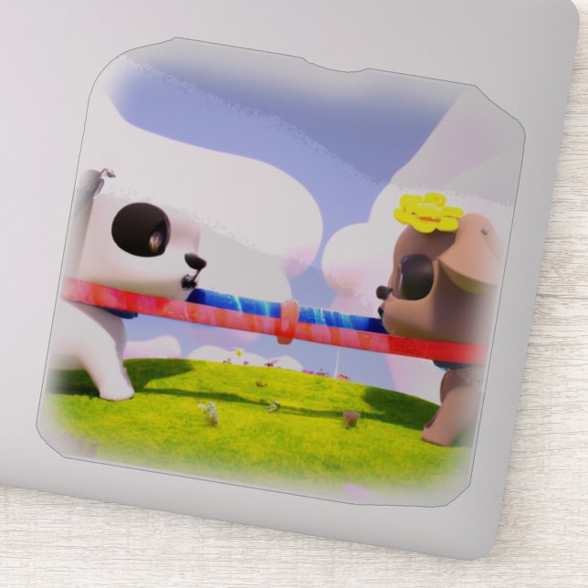 Pegatina Juguete de tira y afloja de perro (Detalle)