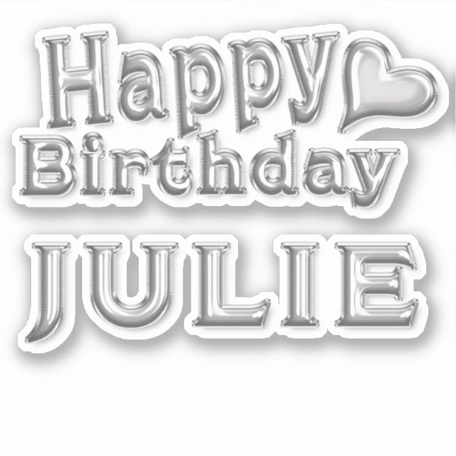 Pegatina Julie Happy Birthday silver Aufkleber Sticker (Anverso)