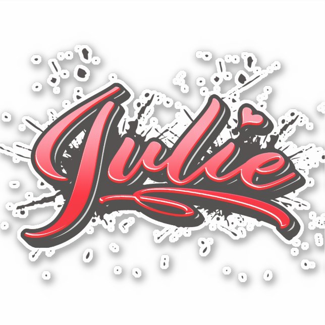 Pegatina Julie red Heart Graffiti Aufkleber Sticker (Anverso)