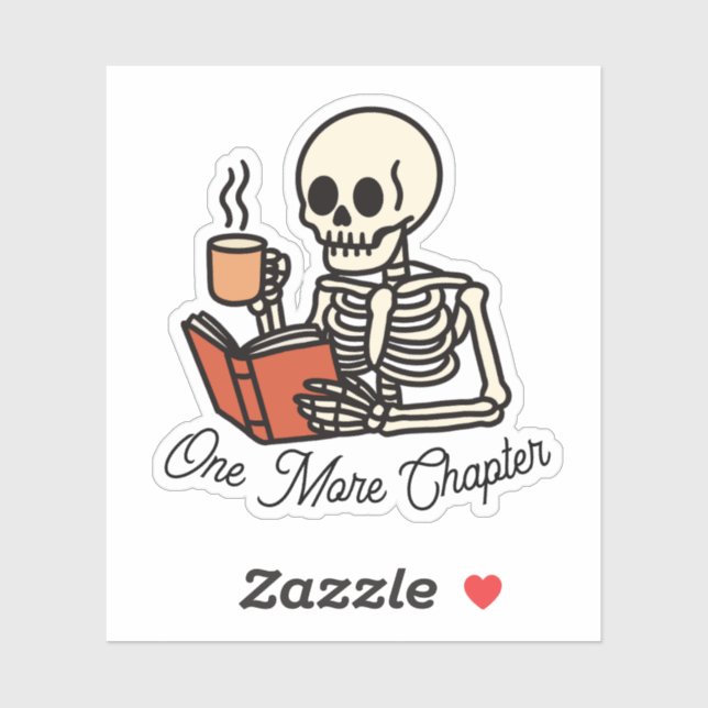 Pegatina Just One More Chapter Book Lover Bookish Skeleton  (Hoja)