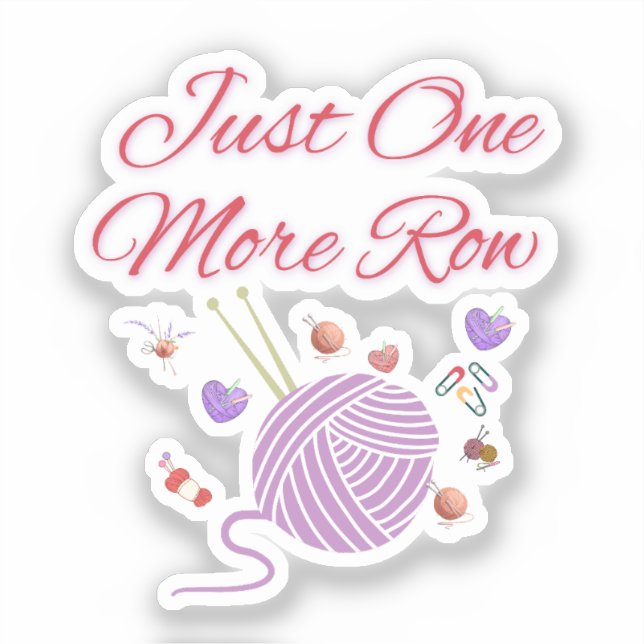 Pegatina Just One More Row Knitting Art (Anverso)