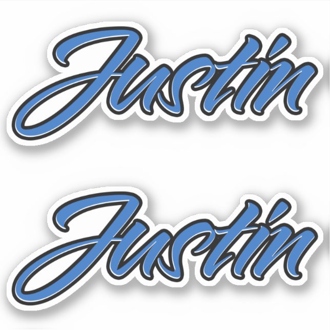 Pegatina Justin Name blue Aufkleber Sticker Stickerset (Anverso)