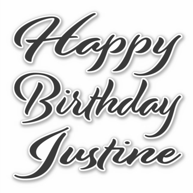 Pegatina Justine Name Vorname black Sticker Geburtstag (Anverso)