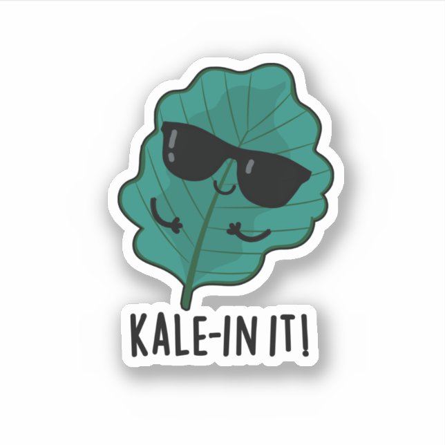 Pegatina Kale-in It Funny Veggie Kale Pun (Anverso)