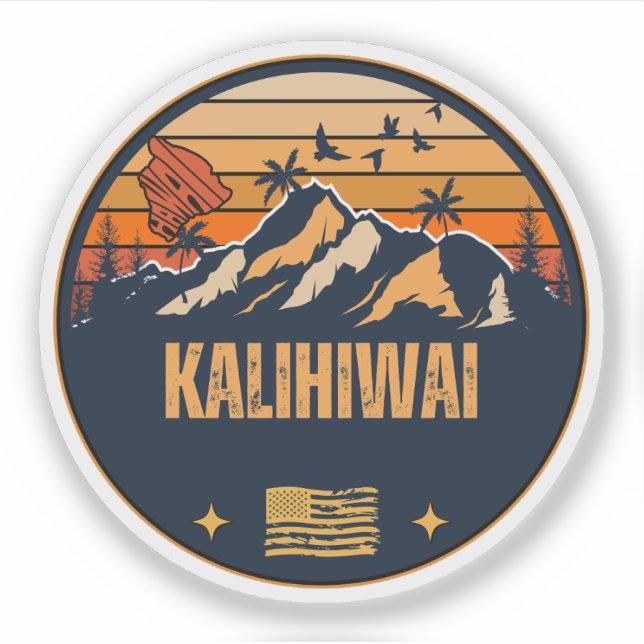 Pegatina Kalihiwai, Hawái (Anverso)