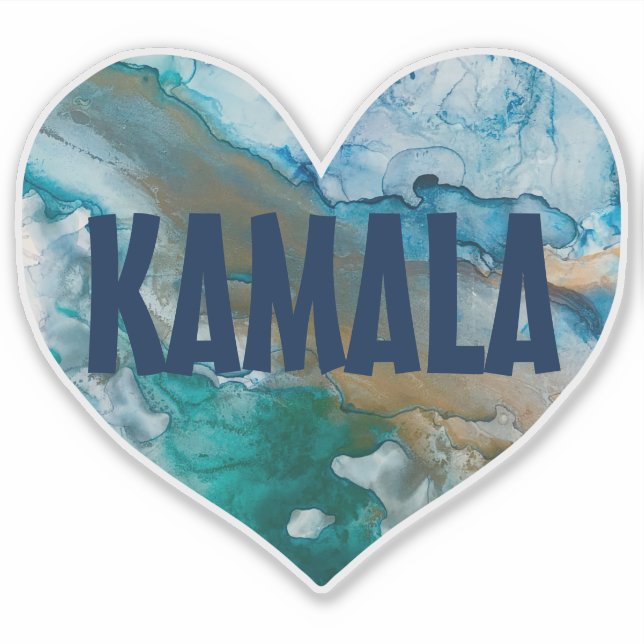 Pegatina Kamala Blue Alcohol Ink Heart (Anverso)