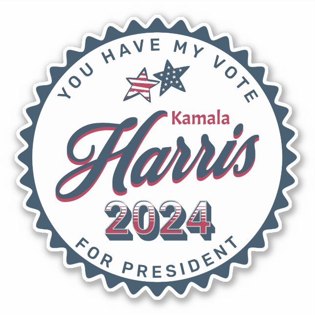 Pegatina Kamala Harris 2024 | Tiene mi voto (Anverso)