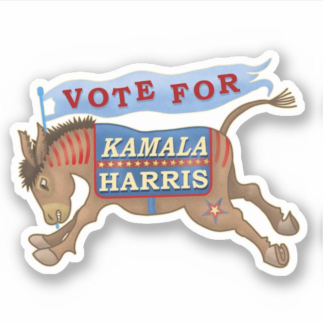 Pegatina Kamala Harris presidente 2024 Demócrata Donkey (Anverso)