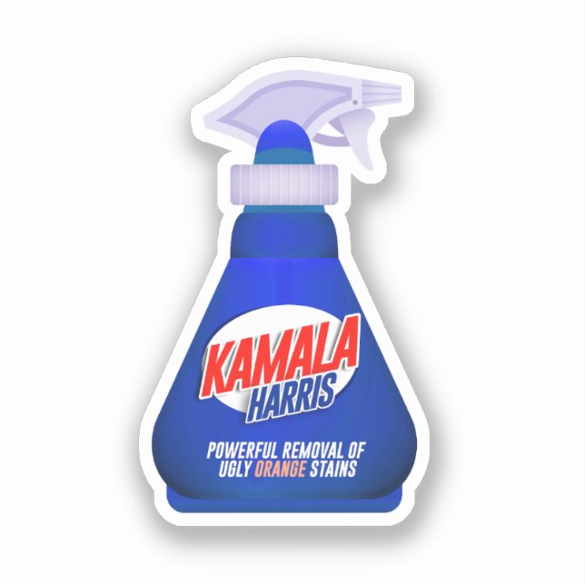 Pegatina Kamala Harris Spray Away Naranja Stains (Anverso)