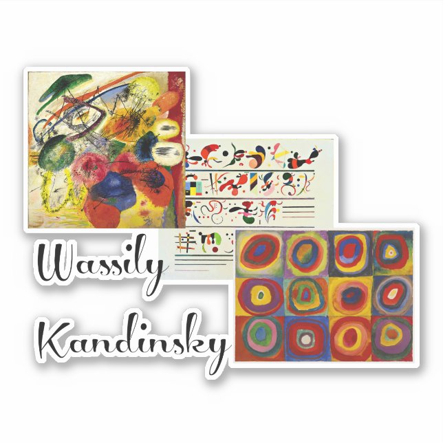 Pegatina Kandinsky - Collage de su obra de arte (Anverso)