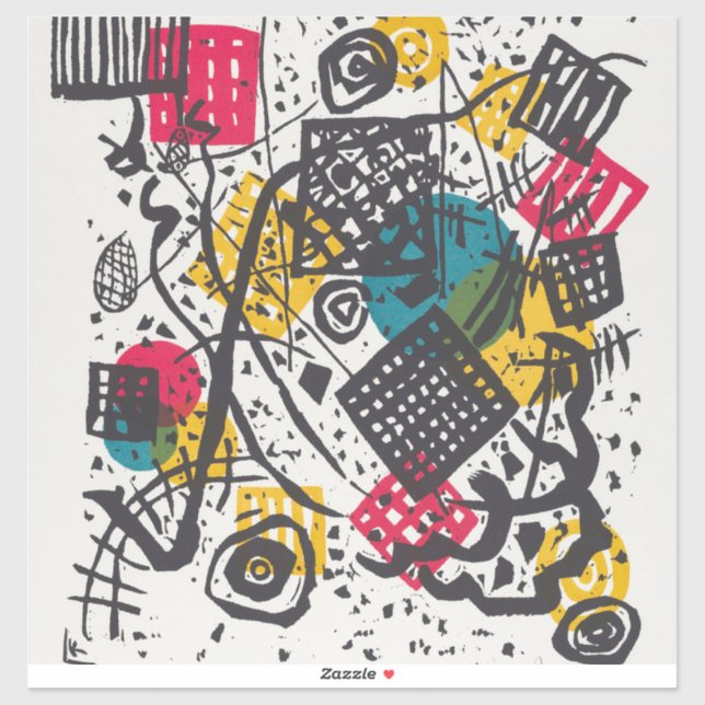 Pegatina Kandinsky Pequeños Mundos V Resumen Clásico (Hoja)