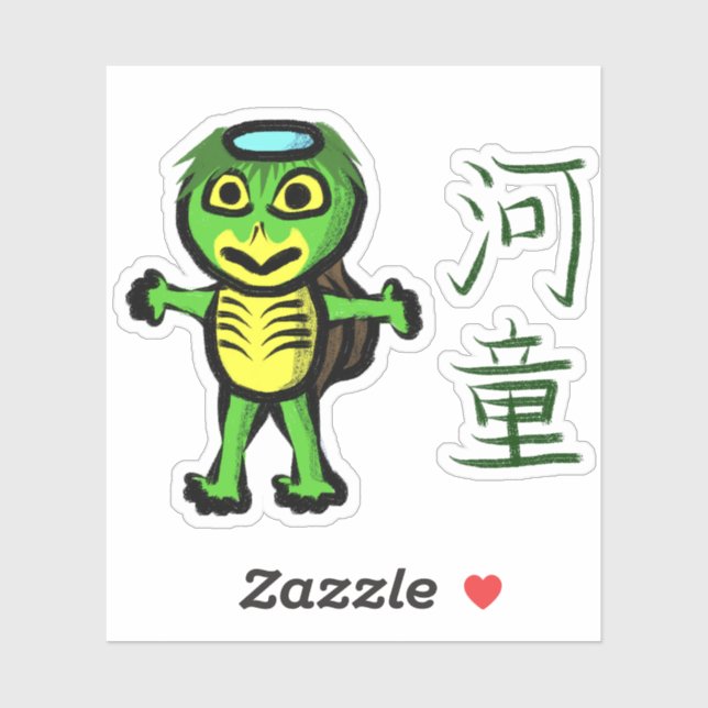 Pegatina Kappa Youkai con Kanji (Hoja)