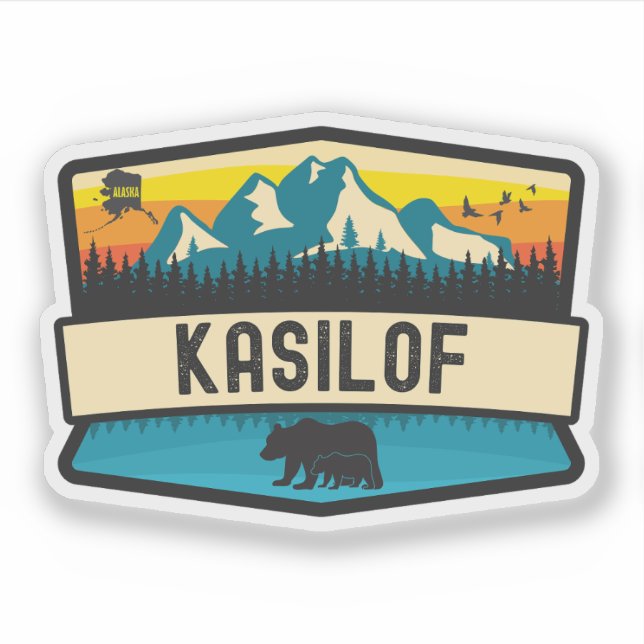 Pegatina Kasilof, Alaska (Anverso)