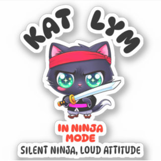 Pegatina Kat Lym In Ninja Mode Black Cat