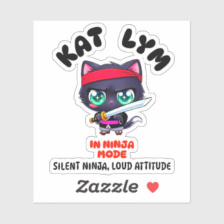 Pegatina Kat Lym In Ninja Mode Cat Sticker
