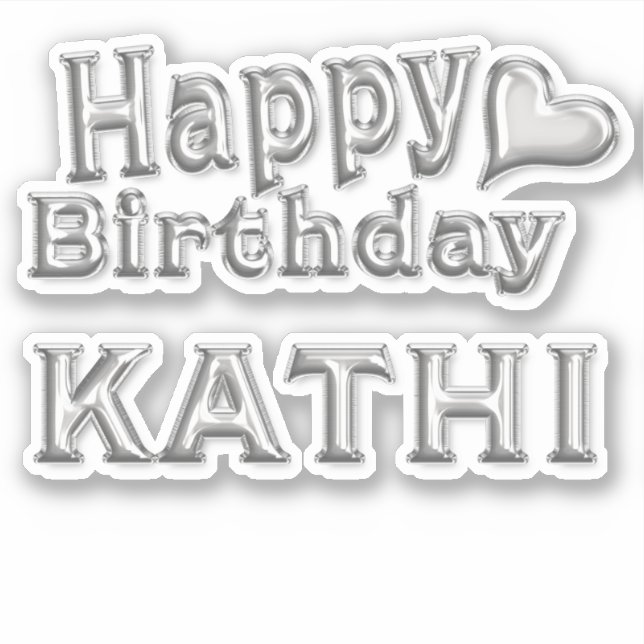 Pegatina Kathi Happy Birthday silver Aufkleber Sticker (Anverso)