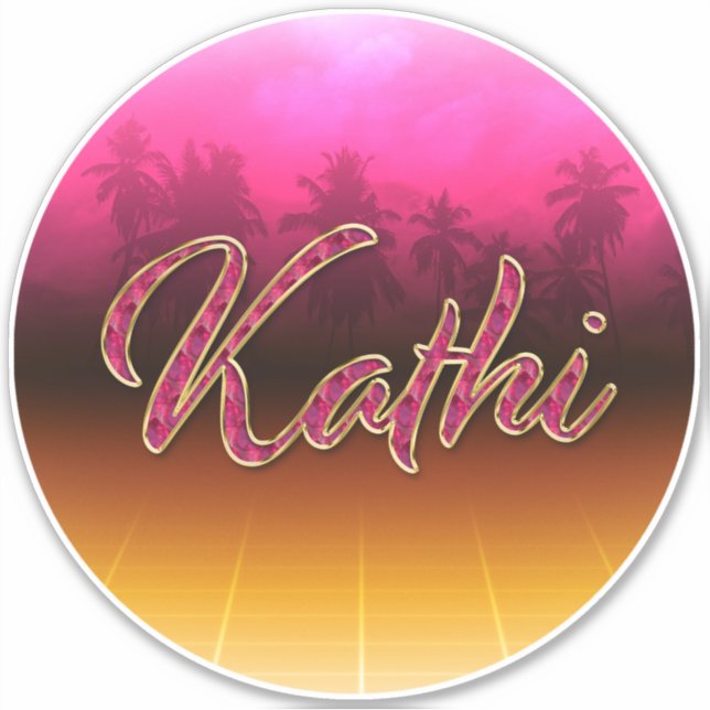 Pegatina Kathi Vorname Name golden pink Aufkleber Sticker (Anverso)