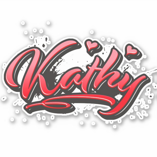 Pegatina Kathy red Heart Graffiti Aufkleber Sticker (Anverso)