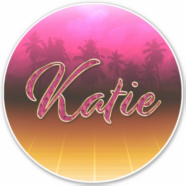 Pegatina Katie Vorname Name golden pink Aufkleber Sticker (Anverso)