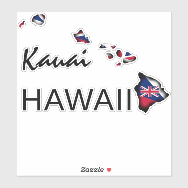 Pegatina KAUAI - ISLAS HAWAII Bandera HI BLK (Hoja)